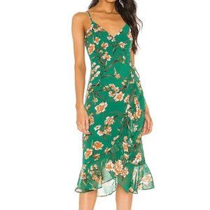 Bardot Green Floral Midi Dress, Size Small